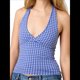 thumbnail image 1 of Tops Halter para Mujer, de Verano, con Escote en V Profundo, Sin Mangas, Color Negro, para Salir, Ropa Y2K Azul S, 1 of 9