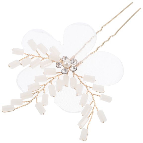 HOMEMAXS Bride Hair Fork Flower Tiara Wedding Bridesmaid Floral Hair Clip Pin Female U Shaped Pin Metal Hair Fork For Women Hair Jewelry Headpiece