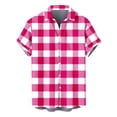thumbnail image 4 of lulshou Women's Plaid Shirt Fashion Button Shirt Female Lapel Neck Short Sleeves Loose T-shirt Blouse Trendy Casual Checkered Blouse Tops Summer Shirts, 4 of 5