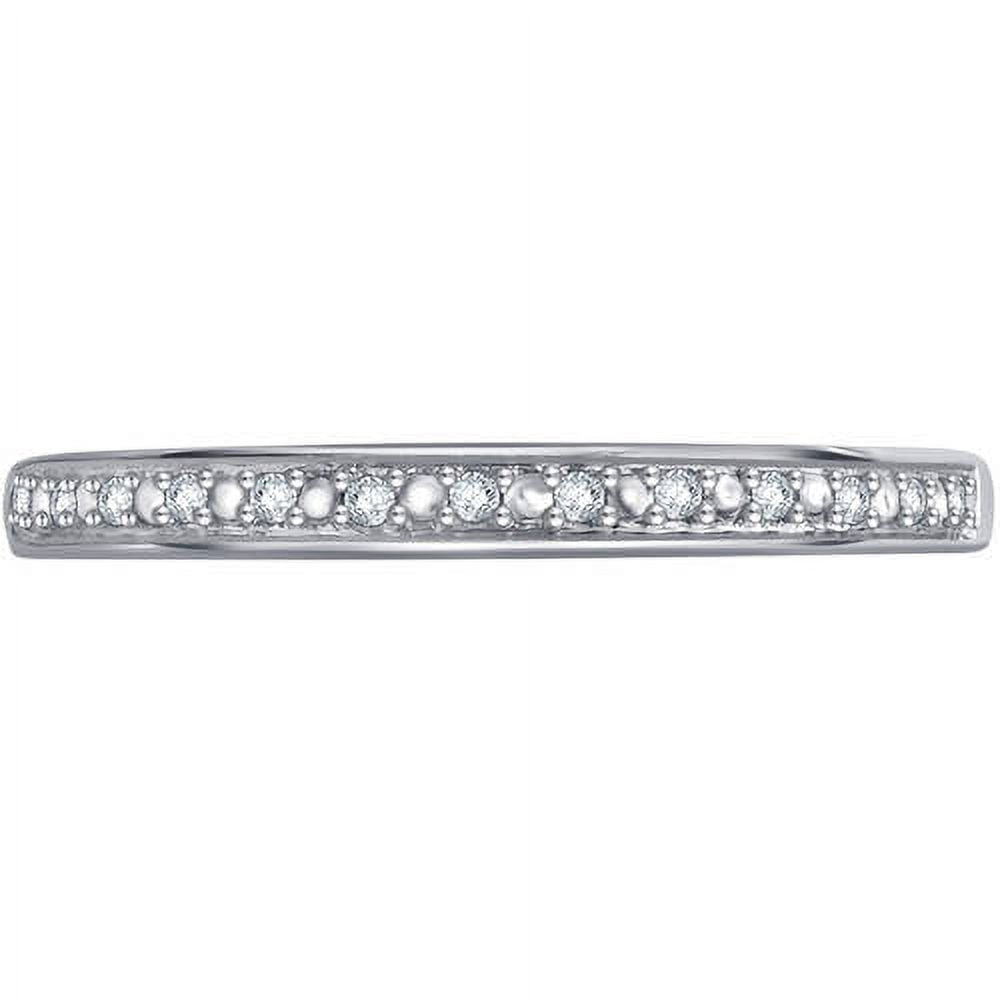 Arista Round Diamond Accent Women's Fine Prong Set Classic Wedding Band in 10K White Gold (I-J, I2-I3)
