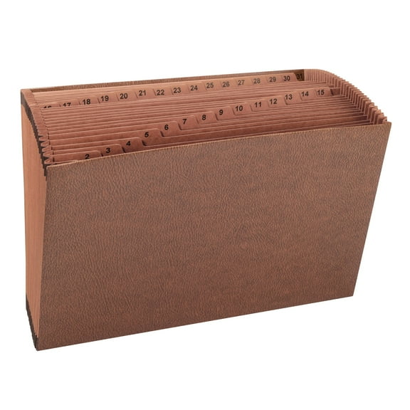 Smead® TUFF® Expanding File With Open Top, 31 Pockets, 1-31, Legal Size, 30% Recycled, Brown