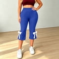 thumbnail image 6 of Noric Women's Plus Size High Waist Capri Leggings with Pockets Bow Tie High Rise Stretchy Casual Workout Cropped Yoga Pants, 6 of 8