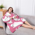 thumbnail image 5 of Oversized Wearable Blanket Hoodie,Cute Ghost Halloween Pattern Sherpa Blanket Hoodie with Super Pockets,Super Warm Fuzzy Pullover for Women & Men, 5 of 6