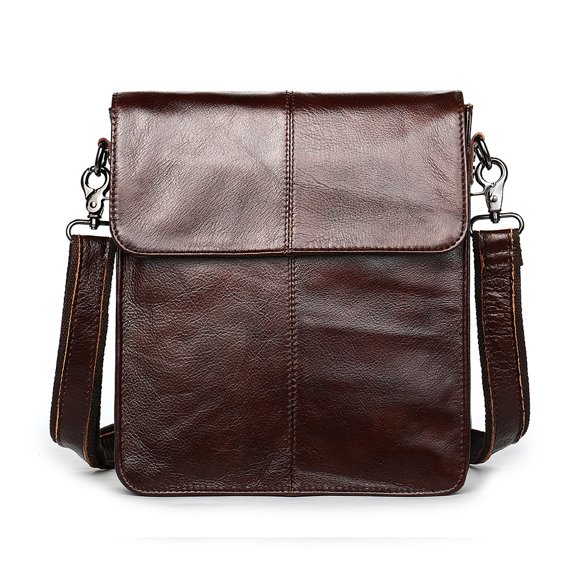 Retro men's messenger bag top layer cowhide,Red coffee