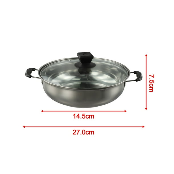 Olla caliente de acero inoxidable con tapa de vidrio y asas dobles - resistente