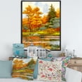 thumbnail image 2 of Autumn Forest By The Lake Side III 16 in x 32 in Framed Painting Canvas Art Print, by Designart, 2 of 5