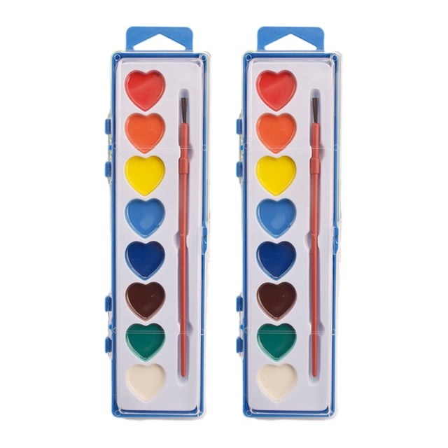 Juego de acuarelas con forma de corazón de 8 colores, lavables, con pincel, ideal como regalo para actividades artísticas, fiestas, manualidades y más.