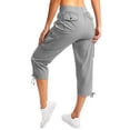 thumbnail image 4 of CAIVO Women Capris Pants Summer Solid Color Loose Drawstring Slacks Pocket Cargo Pants Calf Length Relaxed Fit Bottoms, 4 of 8