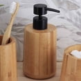 thumbnail image 2 of Natural Bamboo Liquid Soap Dispenser with Matte Black Pump - Refillable Wooden hand wash dispenser, 10 fl oz - Perfect Bathroom & Kitchen Accessory for Daily Use, 2 of 8
