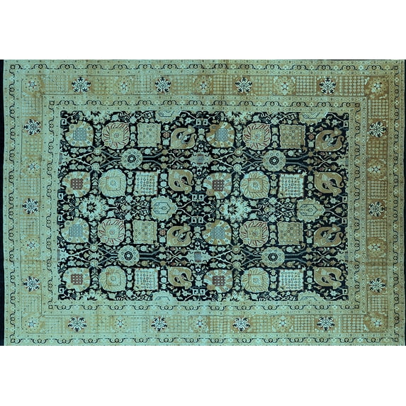 Ahgly Company Indoor Rectangle Oriental Light Blue Industrial Area Rugs, 5' x 7'
