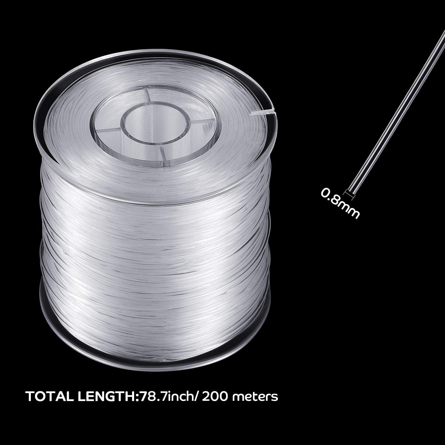 100 m/ 109.4 Yards Clear Invisible Hanging Wire Supports Up to 50 Pounds Strong Clear Nylon Thread for Beading Sewing Quilting Hanging Ornaments with about 50 Pieces Aluminum Crimping Loop Sleeve