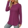 thumbnail image 2 of Fantaslook Long Sleeve T Shirts for Women Crew Neck Curve Hem Tunic Tops Casual Fall Shirts, 2 of 6