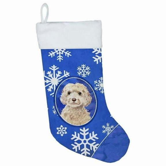 Carolines Treasures CK3947CS Winter Snowflakes Champagne Cockapoo Christmas Stocking