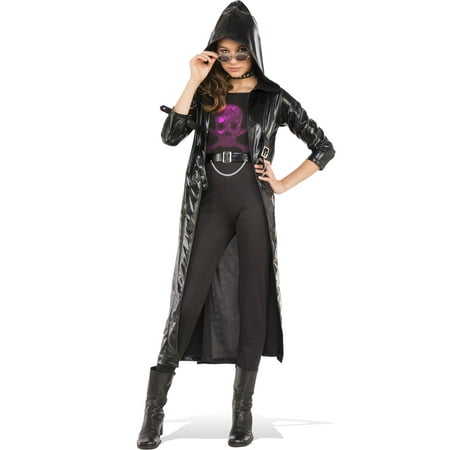 Black Goth Girls Biker Coat Matrix Set Child Halloween Costume