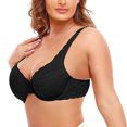 thumbnail image 4 of TrendVibe365 Wireless Bras for Women Plus Size Floral Wirefree Push up Bralette Padded Adjustable Strap Corset Full Coverage Crop Cami Top Comfortable Lingerie Black 90C, 4 of 9