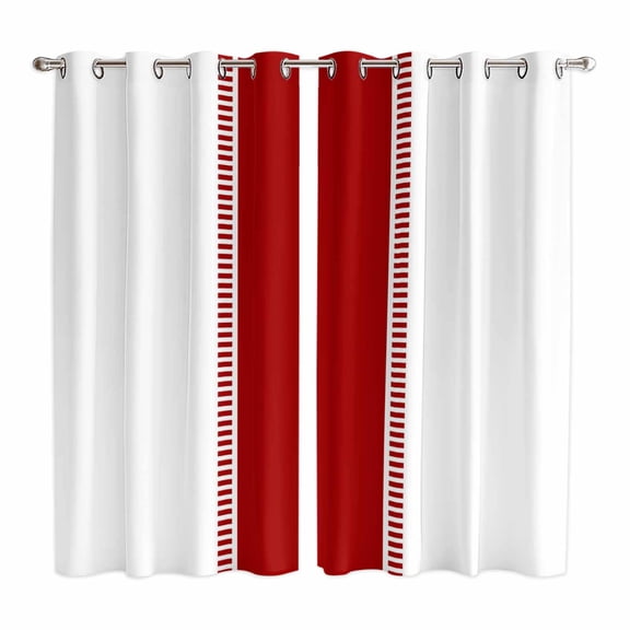Red Solid Color Texture Kitchen Curtains 63 Inch Length, Simple Red Stripes Grommet Top Bedroom Living Room Curtains, Light Filtering Cafe Curtain Drapes 2 Panels Set 84''x63''