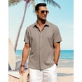 thumbnail image 2 of Camisa J.VER de lino de manga corta con botones para hombre, color caqui, 4XL, 2 of 5