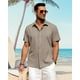 thumbnail image 2 of Camisa J.VER de lino de manga corta con botones para hombre, color caqui, 4XL, 2 of 5
