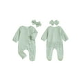 thumbnail image 2 of BemeyourBBs Baby Girl Fall Footies and Headband 2 Pcs Set Plaid Long Sleeve Romper, 2 of 8