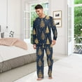 thumbnail image 3 of Matching Pajamas for Couples Golden Christmas Tree His and Hers Pajamas Sets Soft Long Sleeve Sleepwea, 3 of 8