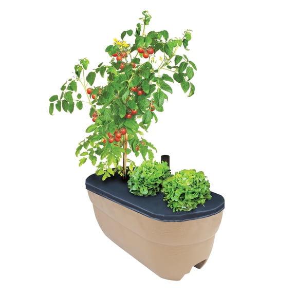 Bloomers Rail Picker Self-Watering Rail Planter Grow Box – 24" Weatherproof Resin Planter – Sand