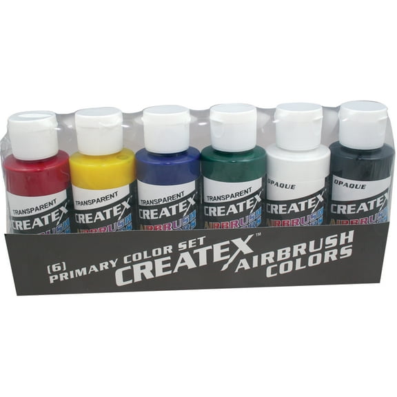 Createx Airbrush Color Set, 6-Colors, Primary