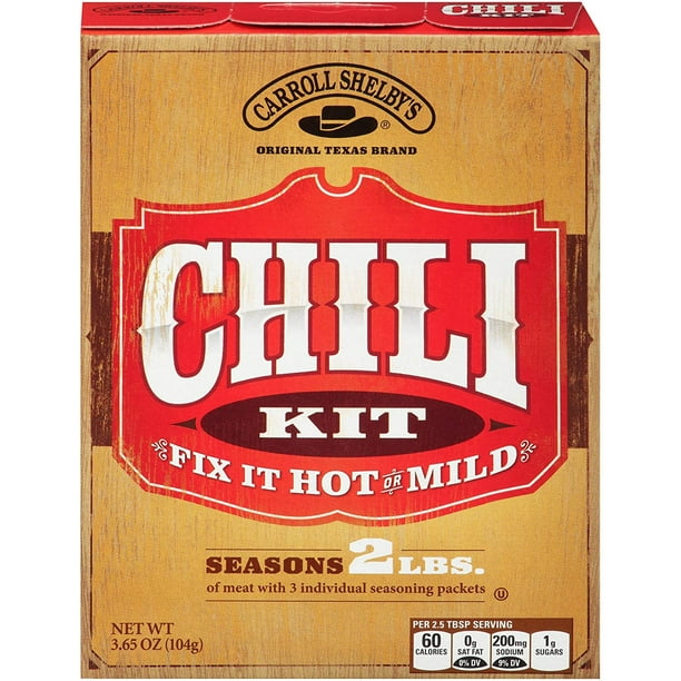 Carroll Shelby's Original Texas Chili Mix Kit, 3Pack 3.65 Ounce Box