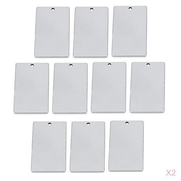 GUOOL 20 Pcs Breloques Rectangulaires Plates en Métal avec Estampage 9x25mm