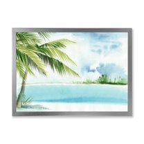Designart 'Palm Beach Resort At Sunrise I' Nautical & Coastal Framed Art Print
