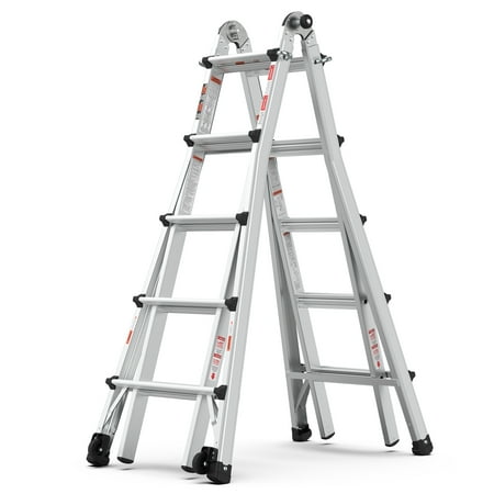 Aluminum Multi-Position 22 FT Ladder with Wheels, 300 lbs Load Capacity