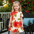 thumbnail image 4 of Gelikeya Girls Floral Dress Yellow Spring Cute Casual Flutter Sleeve Flower Prints Princess Dress Fashion Design Summer Dress(Toddlers, Z10 Orange, 6-7 Years), 4 of 7
