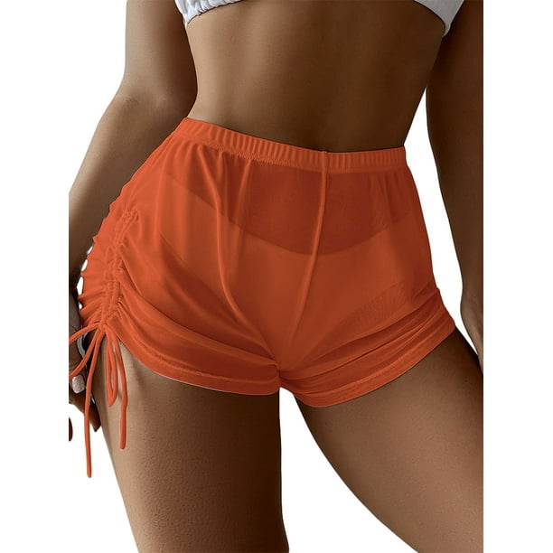 Sunisery Women Sheer Board Short See Through Bikini Bottom Mesh