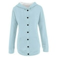 thumbnail image 6 of Women's Button Down Drawstring Hooded Cardigan, Long Sleeve Loose Fit Pocket Sweater, Soft Polyester Casual Cover Up for Fall Winter Spring Daily Wear and Seasonal Comfort Light Blue XL, 6 of 8