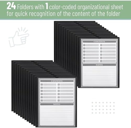 - Black Plastic Folders with Pockets and Prongs, 24 Pack, Letter Size, Black Flexible Plastic Folders with Prongs, Clear Front Pocket and Card Slot