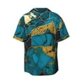 thumbnail image 4 of Balery Watercolor Blue Marbled Men's Casual Button Down Shirt Short Sleeve Textured Summer Cuban Beach Shirts-X-Large, 4 of 7
