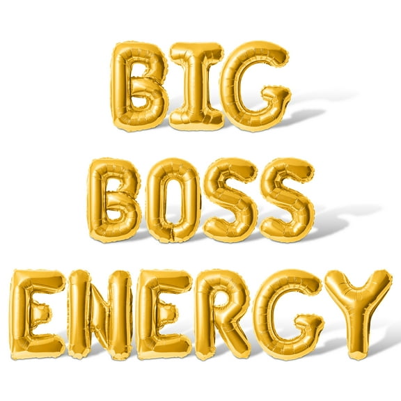 Letter Balloons - BIG BOSS ENERGY 16" Inch Alphabet Letters Foil Mylar Balloon Boss Day Party Banner (Gold)