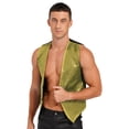 thumbnail image 2 of TiaoBug Men Sleeveless Sparkling Jazz Dance Vest Tops Button Waistcoat Disco Party Suit Clubwear Gold XXL, 2 of 7