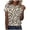 Coffee, variant on Womens Summer Tops Short Sleeve Shirts Solid Stripe Leopard Camo Color Block Casual Round Neck T Shirt Clothes