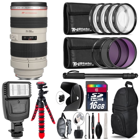 Canon EF 70-200mm 2.8L USM Lens + Flash + Tripod & More - 16GB Accessory Kit (International Version)