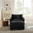 thumbnail image 3 of MIKIBAMA Black Chenille Accent Chair with Ottoman for Living Room Adults, Reading, Bedroom Footrest, Office Lounge, 3 of 7