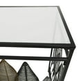 thumbnail image 6 of DecMode 44" x 30" Black Metal Rectangular Leaf Console Table with Mirrored Glass Top and Gold Accents, 1-Piece, 6 of 13