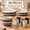 Grey Stone, variant on Homienly Shatterproof Dinnerware Set, 12-Piece Wheat Straw Tableware for 3, Plates Bowls & Cups, Lightweight Reusable Dishes, Microwave & Dishwasher Safe, Everyday Meals, Grey Stone