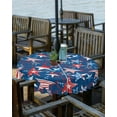 thumbnail image 2 of 4th of July Outdoor Tablecloth with Umbrella Hole and Zipper Red Blue Star Patriotic Round Tablecloths 60 Inch Waterproof Table Cloths USA Flag Patio Table Cloth Cover for Independence Day Party, 2 of 6