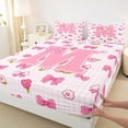 thumbnail image 4 of jejeloiu Coquette Bowknot Monogram M Queen Sheet Sets For Girls,3D Cartoon Floral Blossom Bed Set,4pcs, 4 of 6