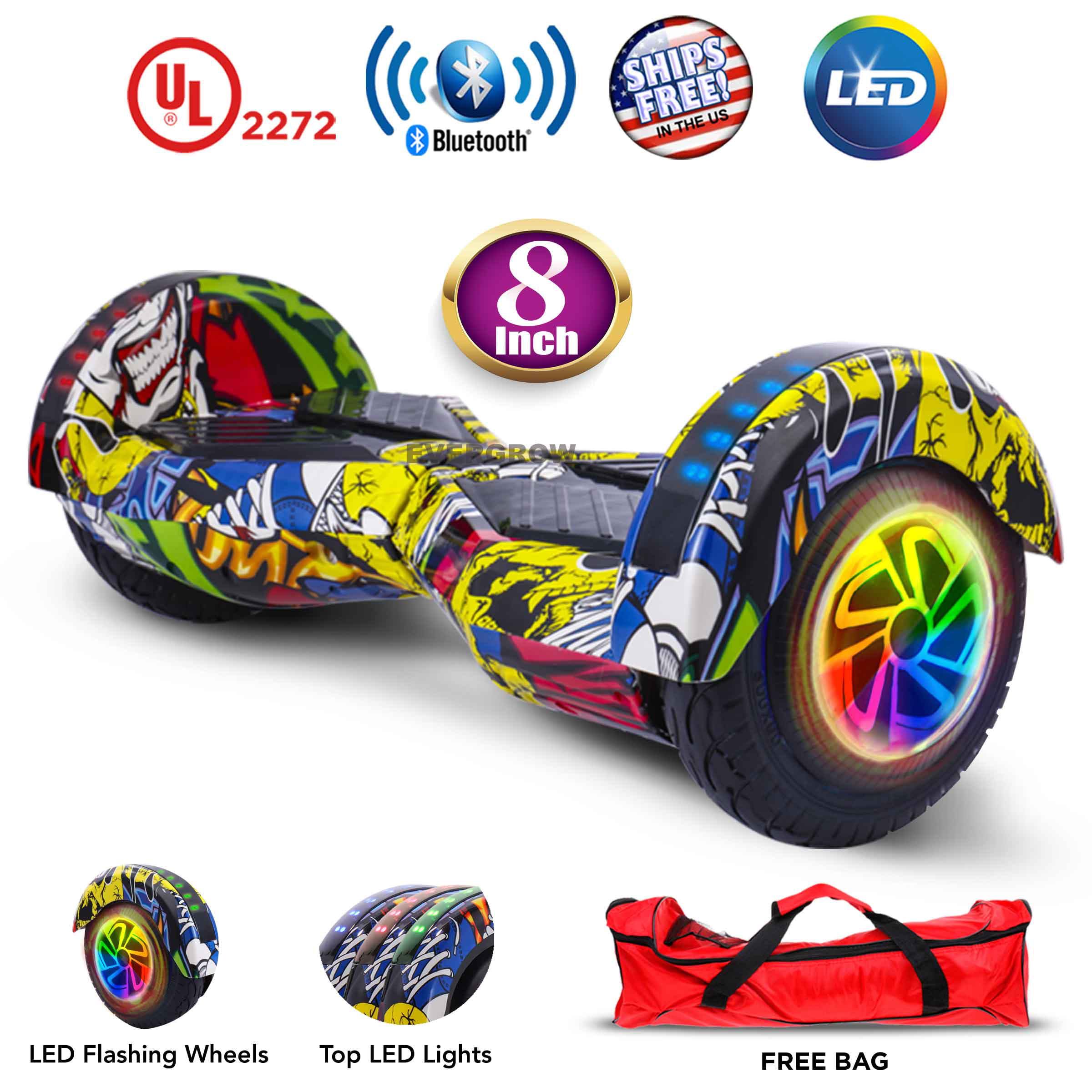 8" Graffiti color Hoverboard With Bluetooth Speaker and ...
