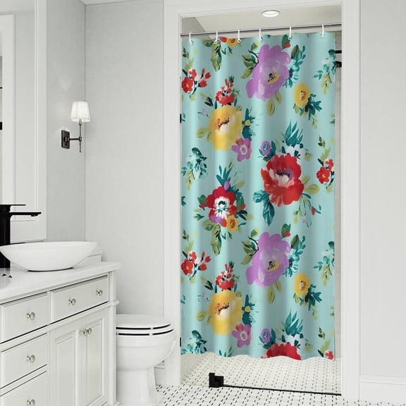 Pioneer Flower Floral Print Pattern Shower Curtain 36"x72" ,Bathroom Decorative Shower Curtains Set with 12 Hooks,Modern Waterproof Washable Shower Curtain