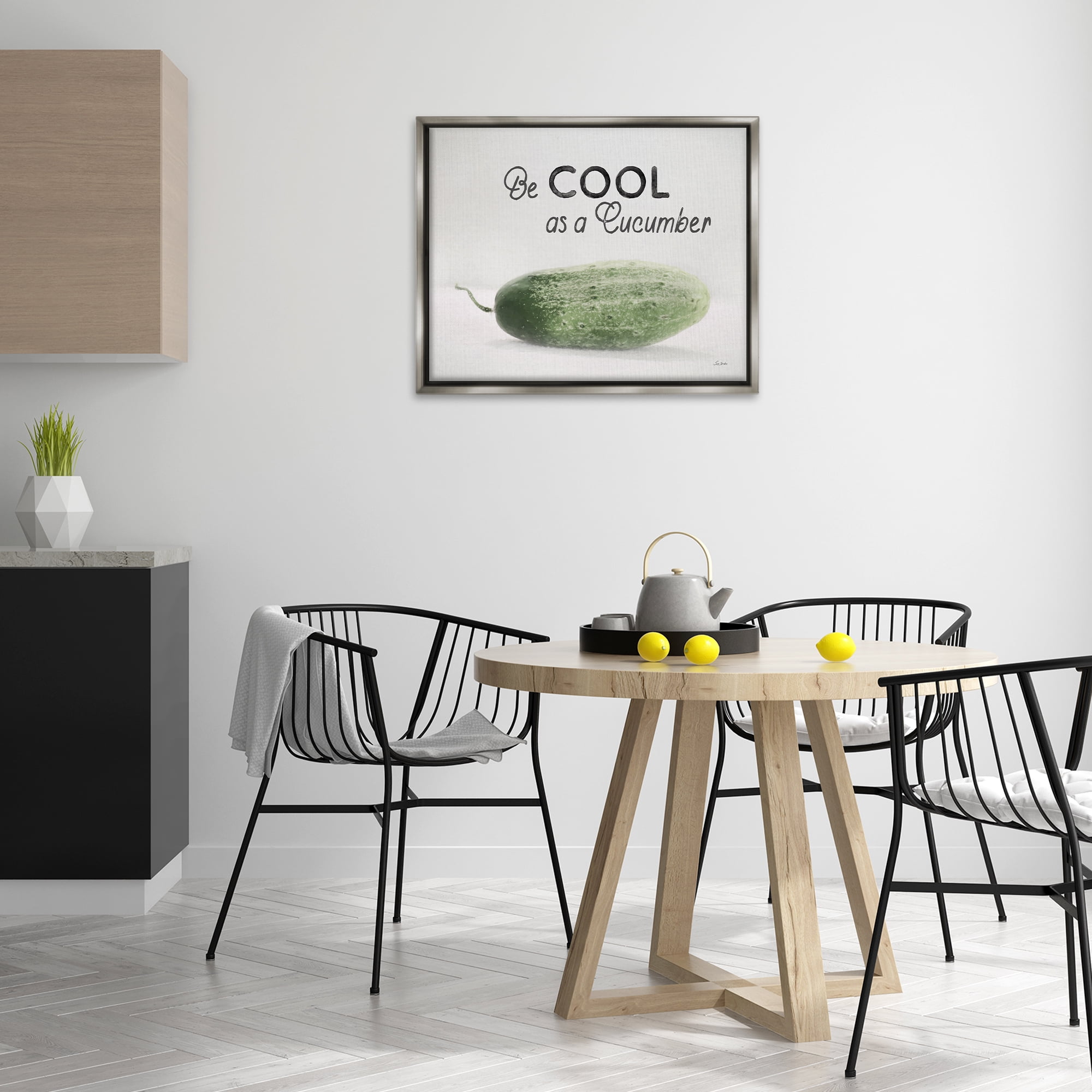 Stupell Industries Cool As A Cucumber Food & Beverage Painting Gray Floater Framed Canvas Art Print Wall Art, 31 x 25