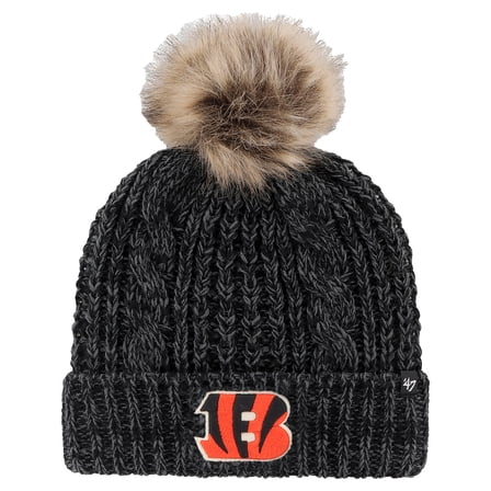 Women's '47 Black Cincinnati Bengals Meeko Cuffed Knit Hat with Pom