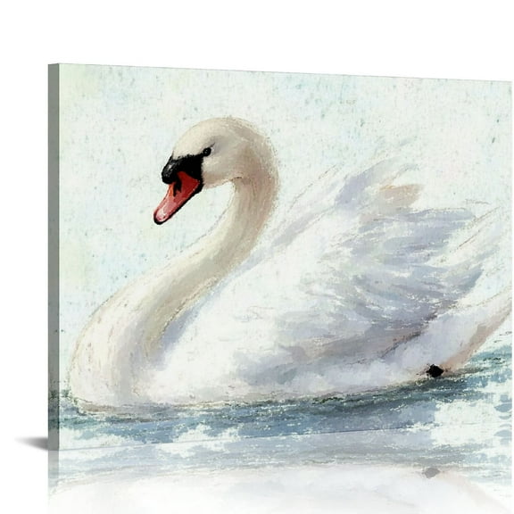 BCIIG Vintage Wall Art, Retro Antique Swan Painting, Farmhouse Wall Decor Rustic Watercolor Swan Canvas Prints Vintage Art Pictures for Bedroom Bathroom Decor 20x16in