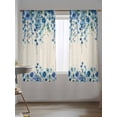 thumbnail image 5 of Sheer Curtains 63 Inch Length, Spring Blue Floral Semi Sheer Curtains Light Filtering Window Treatment, Farmhouse Weeping Floral Leaves Burlap Privacy Voile Drapes for Living Room Bedroom 52x63 Inch, 5 of 7
